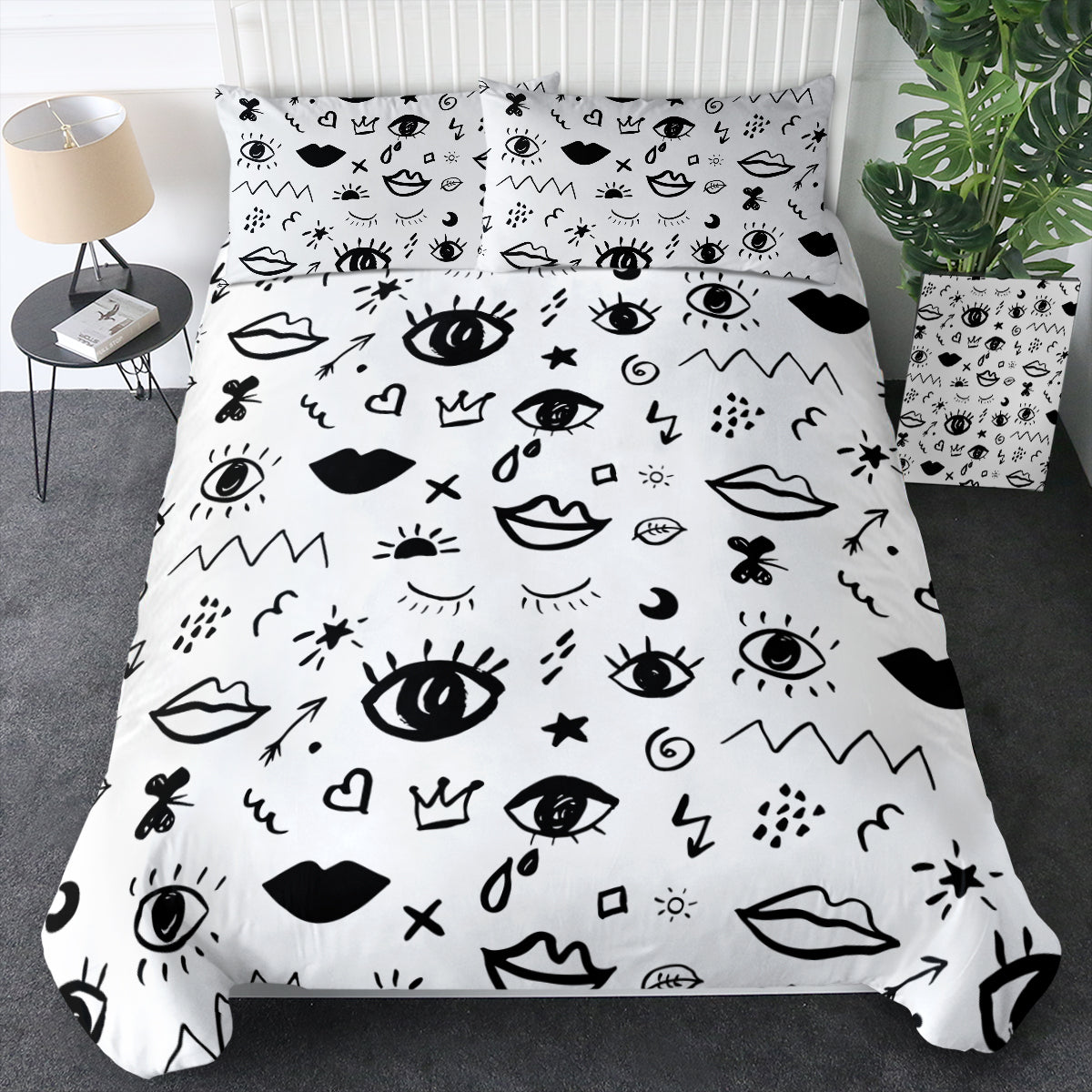 B&W Mini Gothic Sketch Bedding Set B&W Mini Gothic Sketch Bedding Set