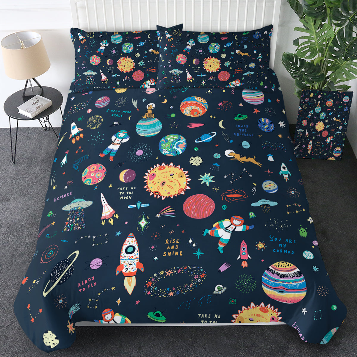 Cute Tiny Space Draw Bedding Set Cute Tiny Space Draw Bedding Set
