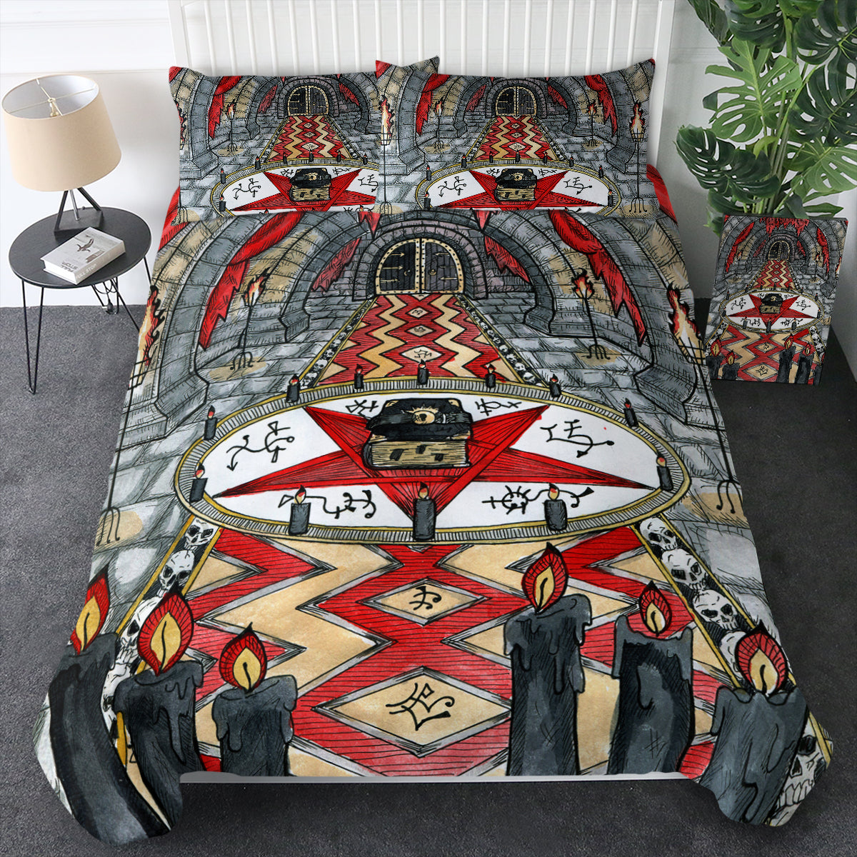 Dark Satan Theme Color Pencil Sketch Bedding Set Dark Satan Theme Color Pencil Sketch Bedding Set