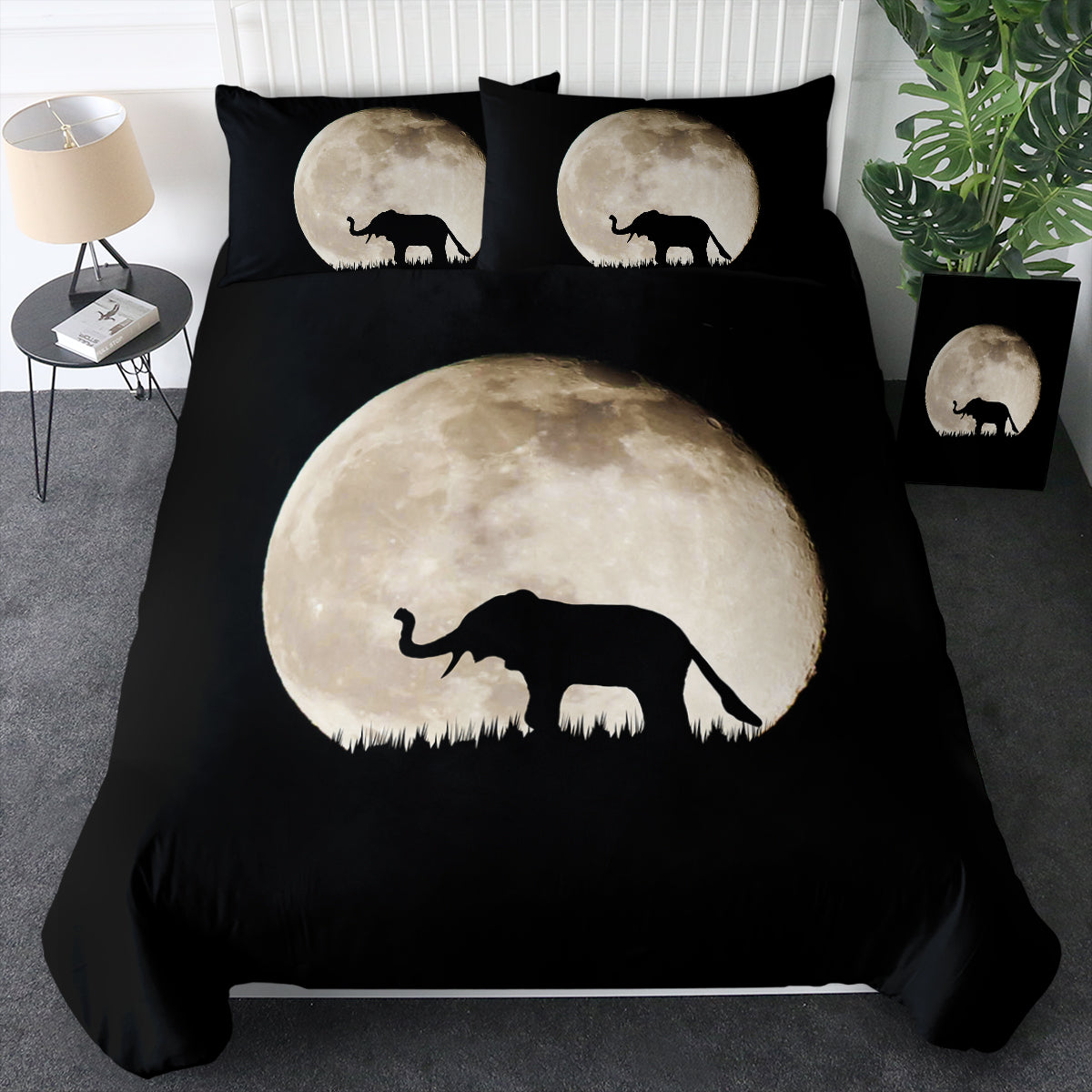 Elephant Under The MoonLight Bedding Set Elephant Under The MoonLight Bedding Set