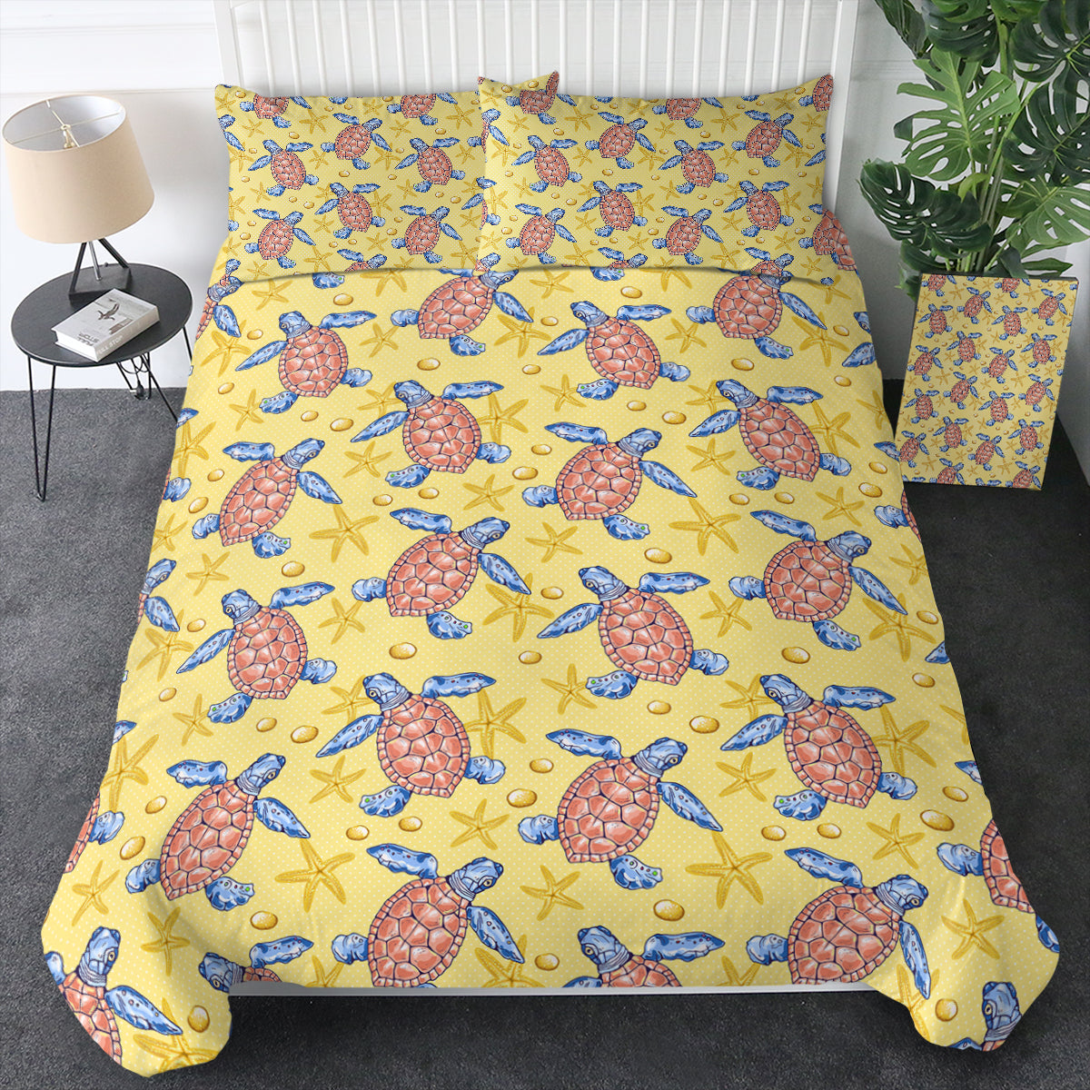 Multi Ocean Turtles Yellow Theme Bedding Set Multi Ocean Turtles Yellow Theme Bedding Set