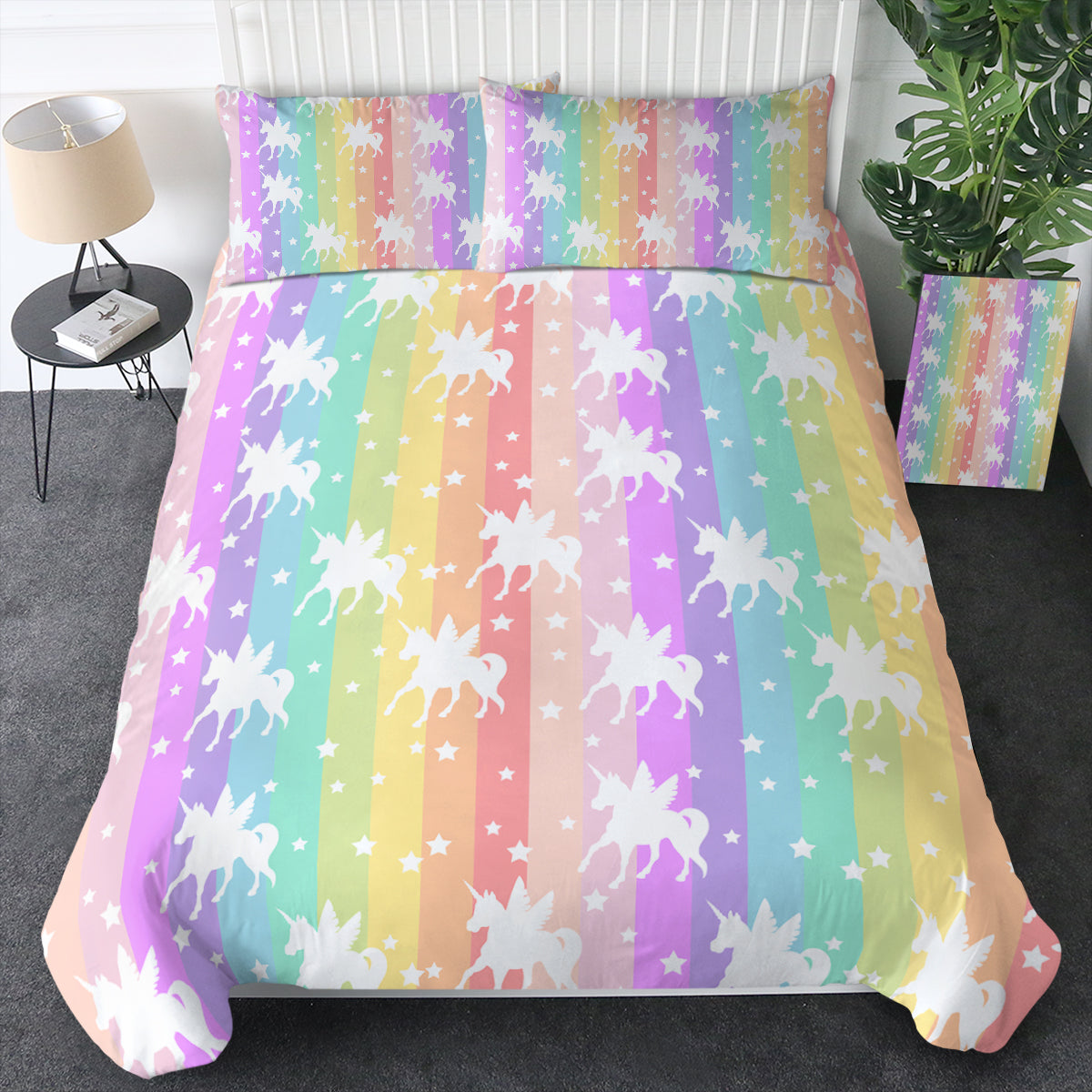 Unicorns Pastel Stripes Bedding Set Unicorns Pastel Stripes Bedding Set
