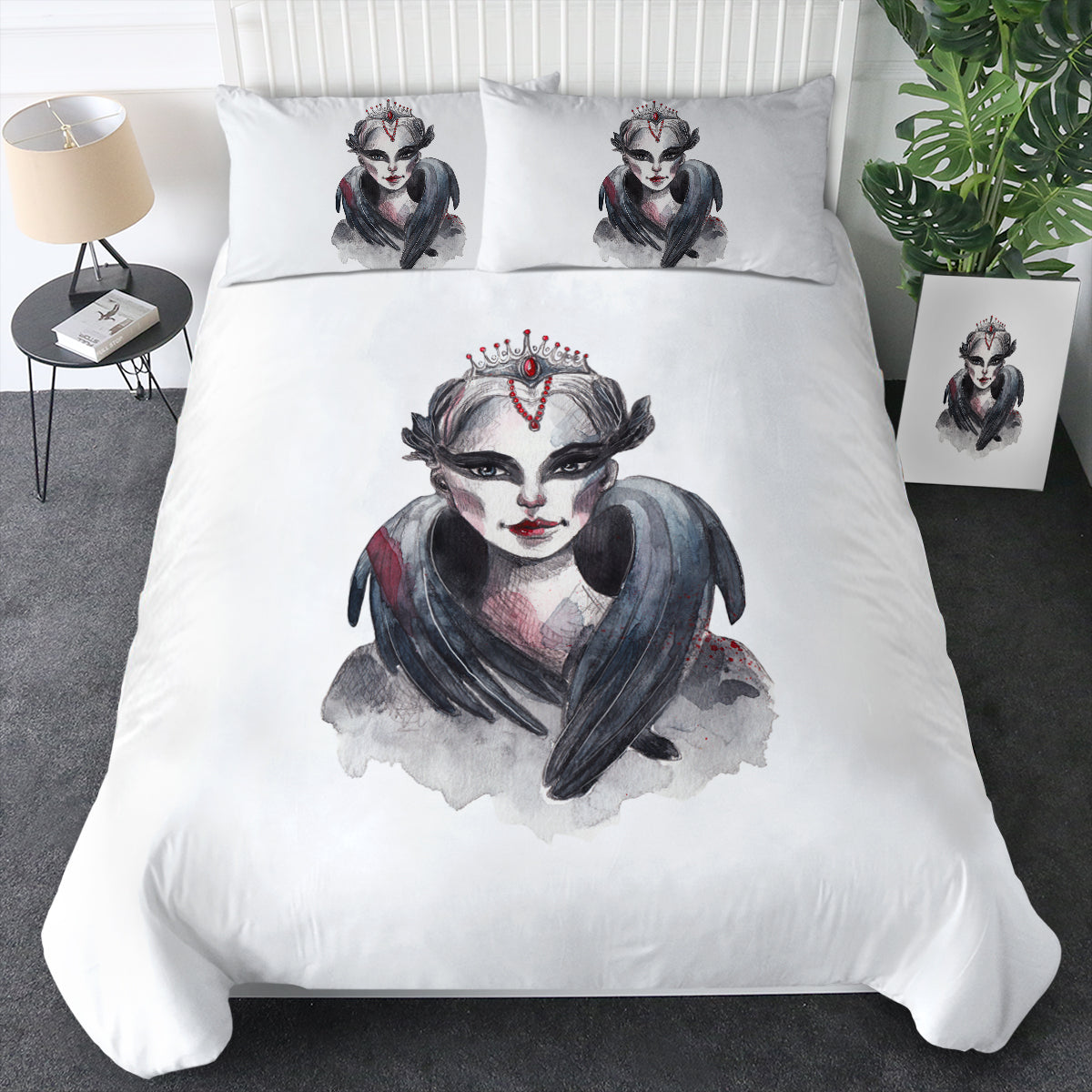 Watercolor Dark Female Witch Bedding Set Watercolor Dark Female Witch Bedding Set