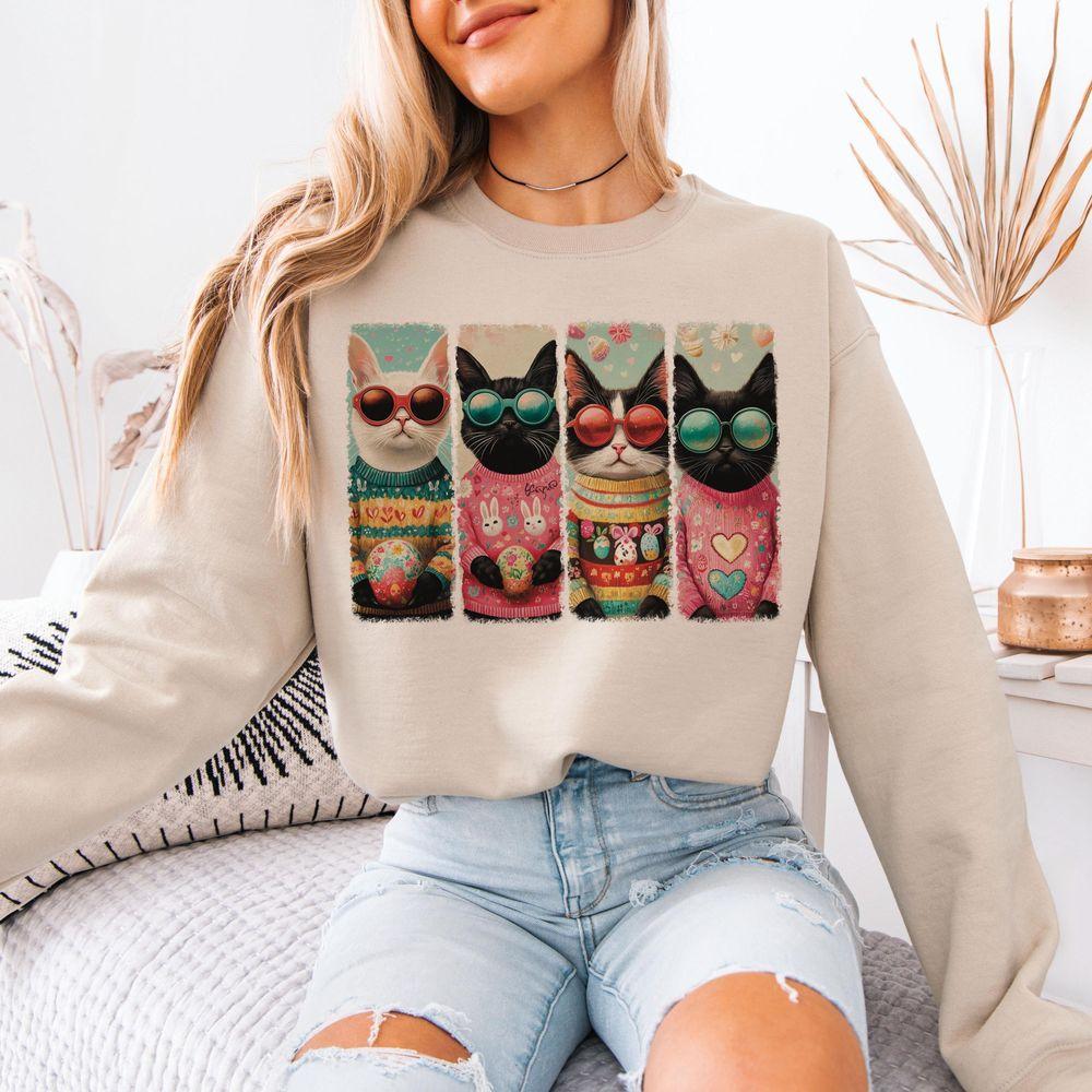 Retro Easter Cat Coquette Bow Retro Easter Design Cat Lover Easter Day Easter Eggs Easter Day Bow Shirt Retro Easter Cat Coquette Bow Retro Easter Design Cat Lover Easter Day Easter Eggs Easter Day Bow Shirt